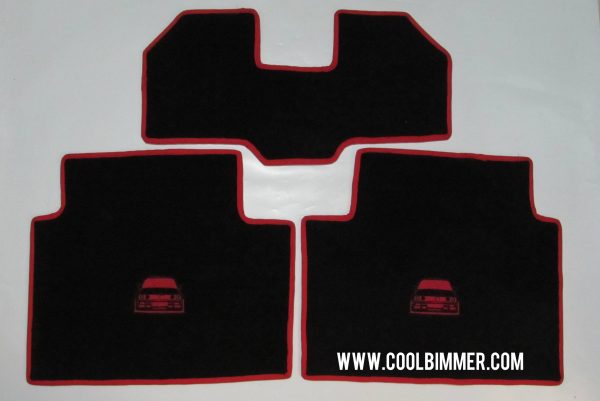 Carpet BMW E30 Premium Velvet Material Black Red Line